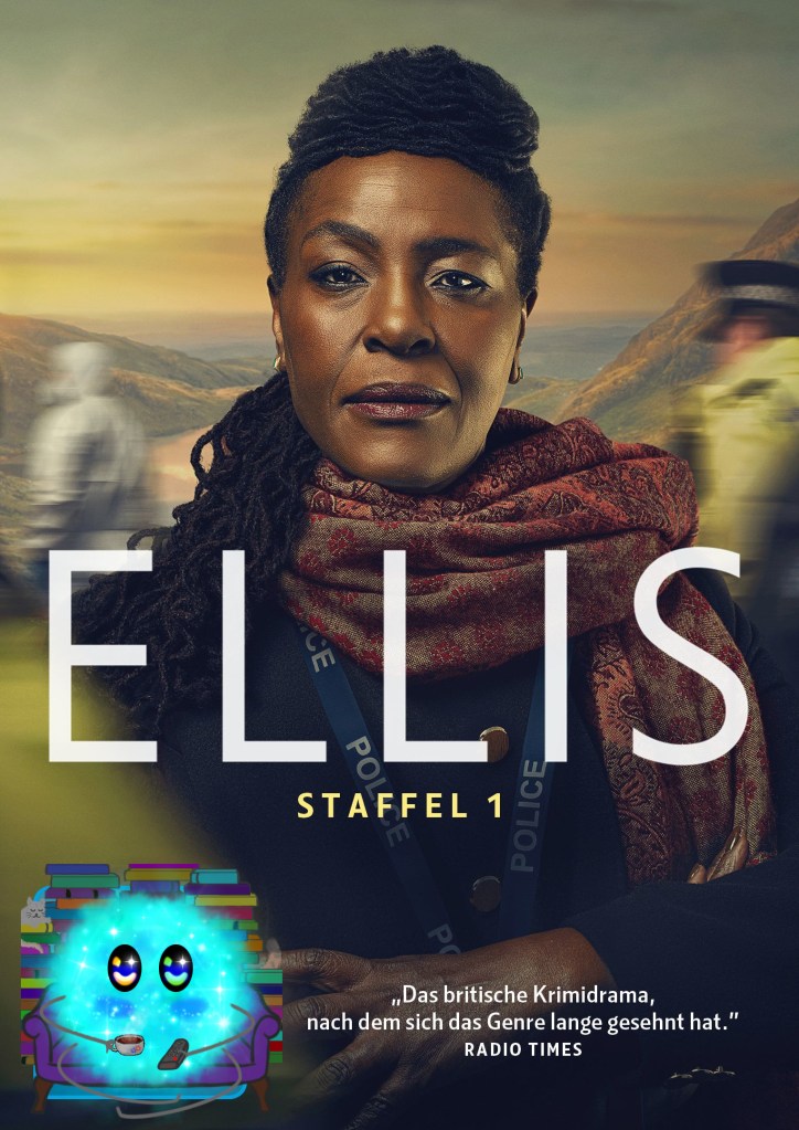 Ellis mit verschränkten Armen in die Kamera schauend, im Hintergrund sind verschwommene Tatortuntersuchungen