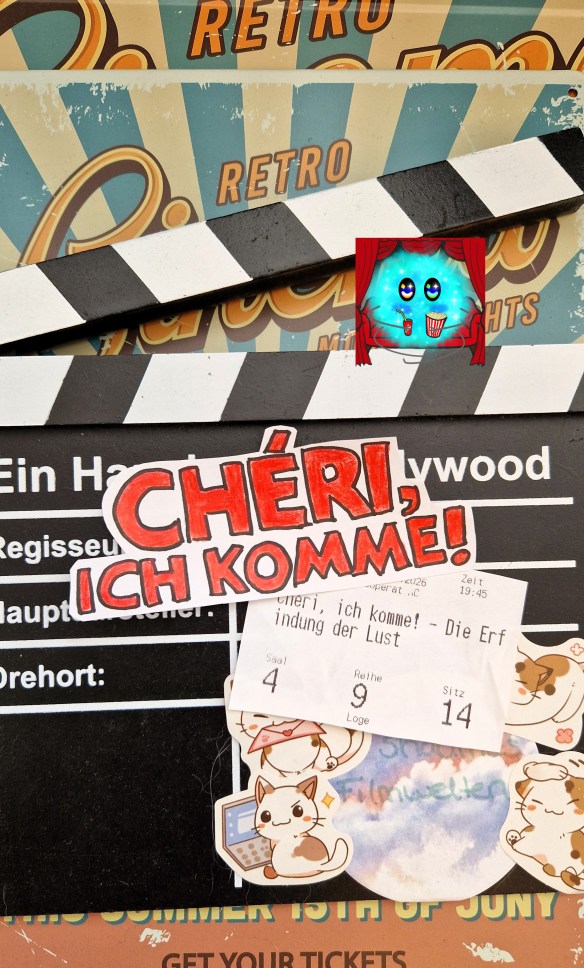 Fanart des Filmtitels mit Kinoticket auf einer Filmklappe.